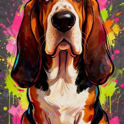 BASSET HOUND - autocollant chien de chasse - collection GALT DOGS