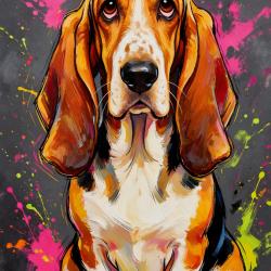 BASSET ARTESIEN - autocollant chien de chasse - collection GALT DOGS