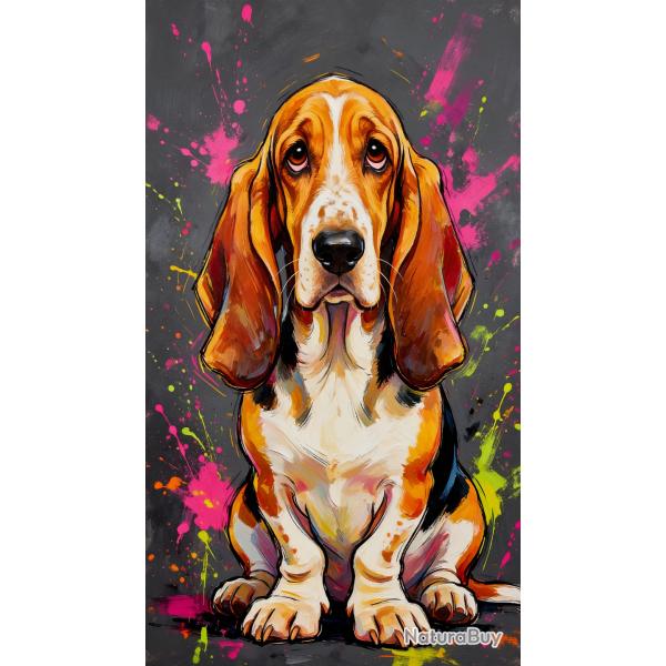 BASSET ARTESIEN - autocollant chien de chasse - collection GALT DOGS