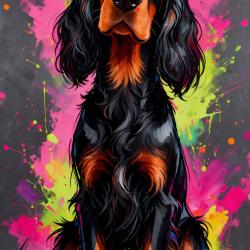 SETTER GORDON - autocollant chien de chasse - collection GALT DOGS