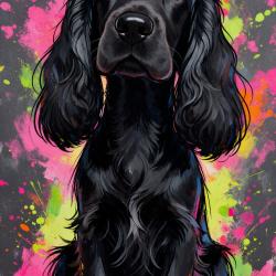 COCKER ANGLAIS NOIR - autocollant chien de chasse - collection GALT DOGS