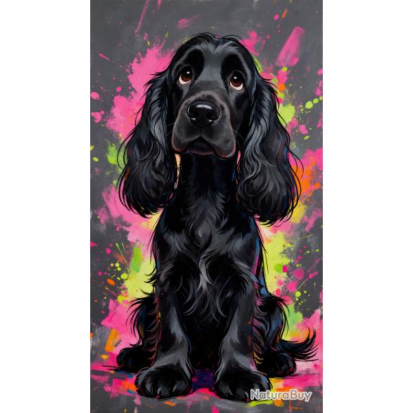 COCKER ANGLAIS NOIR - autocollant chien de chasse - collection GALT DOGS