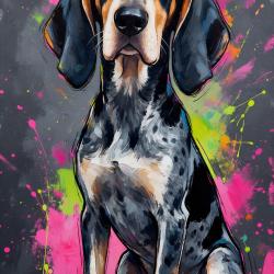 PETIT BLEU DE GASCOGNE - autocollant chien de chasse - collection GALT DOGS