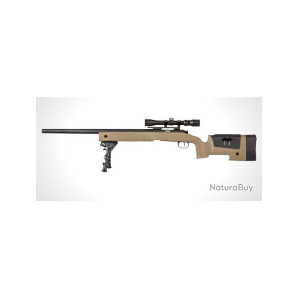 REPLIQUE LONGUE 6MM SA-S02 CORE SNIPER LUNETTE ET BIPIED TAN