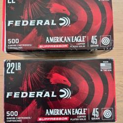 500 munitions 22lr FEDERAL SUPPRESSOR 45 grains AMERICAN EAGLE