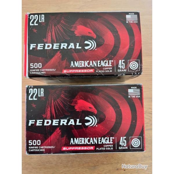 500 munitions 22lr FEDERAL SUPPRESSOR 45 grains AMERICAN EAGLE