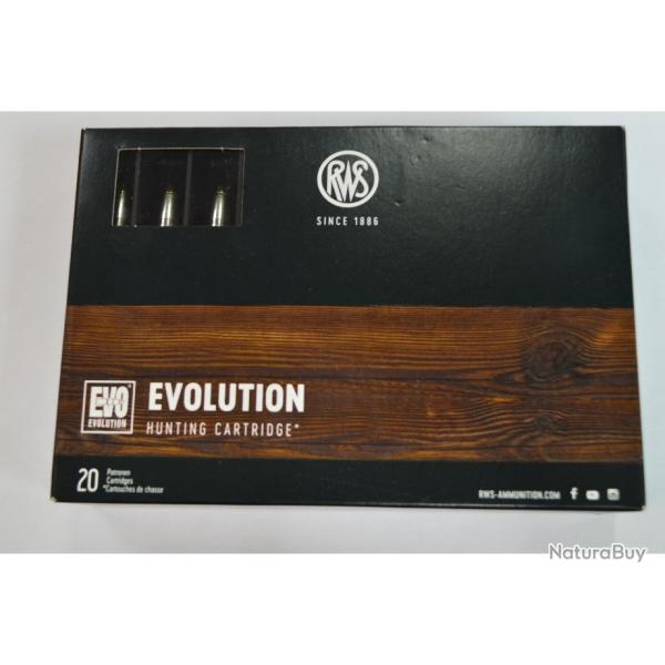 1 BOITE DE 20 MUNITIONS RWS CALIBRE 8X68 S EVOLUTION 13G/200GR NEUVE