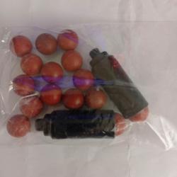 8mmlot embout self gomm adaptateur pistolet alarme + balles caoutchou diametre 18mm