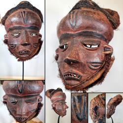 Masque africain d'initiation Mbuya, vendu sans support