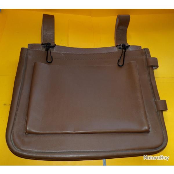 ETUI POCHETTE EN CUIR POUR LE FACTEUR  DE L'ARMEE FRANCAISE , 1 POCHE PRINCIPALE ET 1 PETITE POCHE S