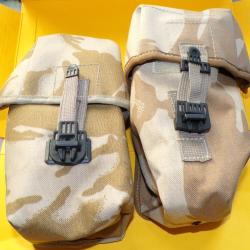 LOT DE 2 POCHES POUR GILET DE COMBAT  DE L'ARMEE ANGLAISE CAMOUFLAGE SABLE , FABRICATION ROYAUME UNI