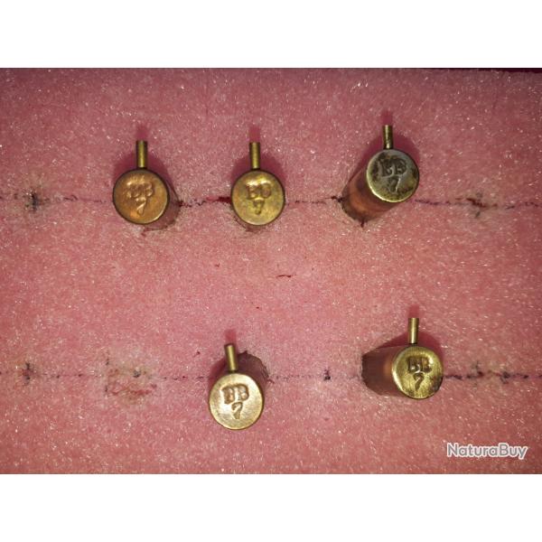 Lot de 5 cartouches 7MM Broche Allemande B&B (Braun & Bloem � Dusseldorf)