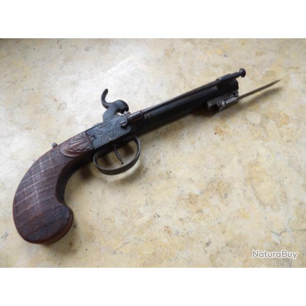 atypique pistolet avec baionnette baguette de c�t� coup de poing voyage fonctionnel gravures