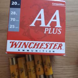 30 cartouches winchester AA plus calibre 20 bourre a jupe 28g