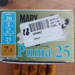 22 cartouches calibre 20 mary arm puma 25 plomb 7.5