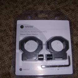 collliers HAWKE s&eacute;rie TACTICAL  de 30mm pour rail  WEAVER / PICATINNY de 21 mm  hauteur : MEDIUM