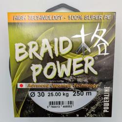 Tresse Braid Power Powerline verte 0.30mm- 25kg