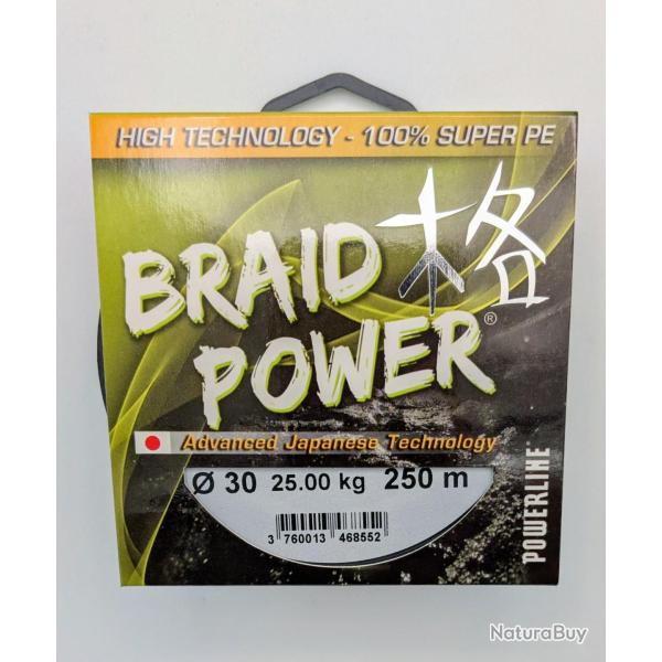 Tresse Braid Power Powerline verte 0.30mm- 25kg
