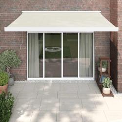 Auvent r&eacute;tractable cr&egrave;me en tissu et aluminium pour la terrasse, 3,5 &times; 2,5 m