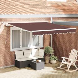 Store banne &eacute;lectrique avec LED et capteur, marron, pour la terrasse, 3 &times; 2,5 m