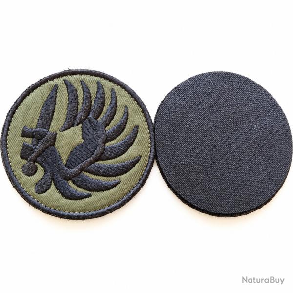 �cusson Parachutiste Militaire Brod� Kaki Noir Vel-cro Diam�tre 75 mm