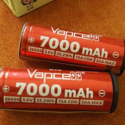 Batteries rechargeable  Vapcell 26650 de 7000 mAh