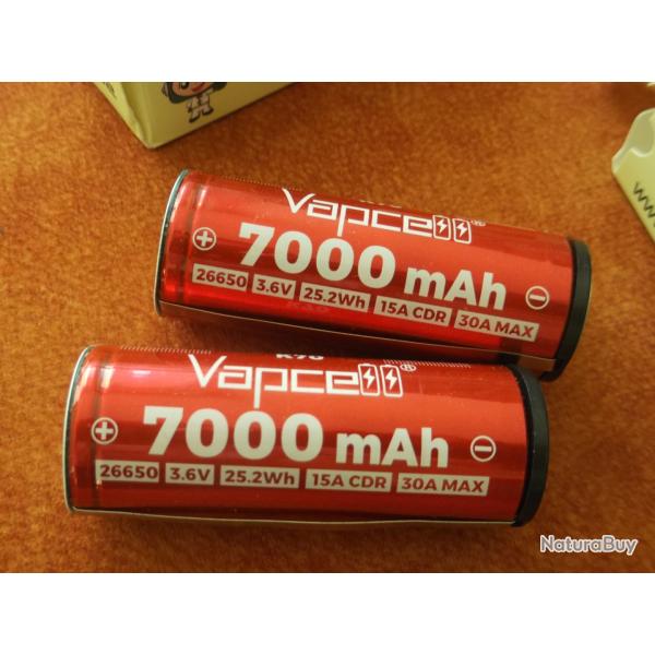 Batteries rechargeable  Vapcell 26650 de 7000 mAh