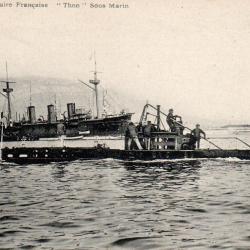 Carte postale ancienne Marine Militaire Fran&ccedil;aise sous-marin Thon - N&deg;1542
