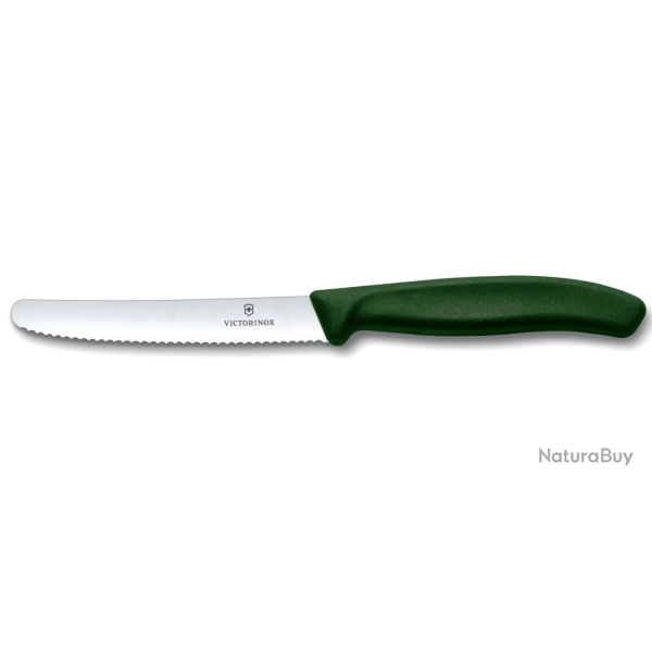 Victorinox Swiss Classic 6.7834.E5605 - Couteau � tomates dent� 11 cm - manche vert fonc�