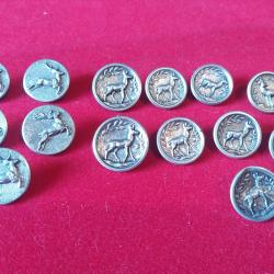 Lot de 14 Boutons Anciens de V&eacute;nerie / Chasse - Curiosit&eacute; Militaire (Culots Marine)