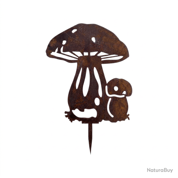 Silhouette champignons en m�tal, d�coration de jardin en acier brut fabriqu�e en France