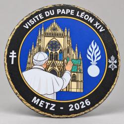 Ardoise Pape L&eacute;on XIV visite Metz 2026 GIGN - Pope Leo France visit souvenir - cath&eacute;drale Vatican