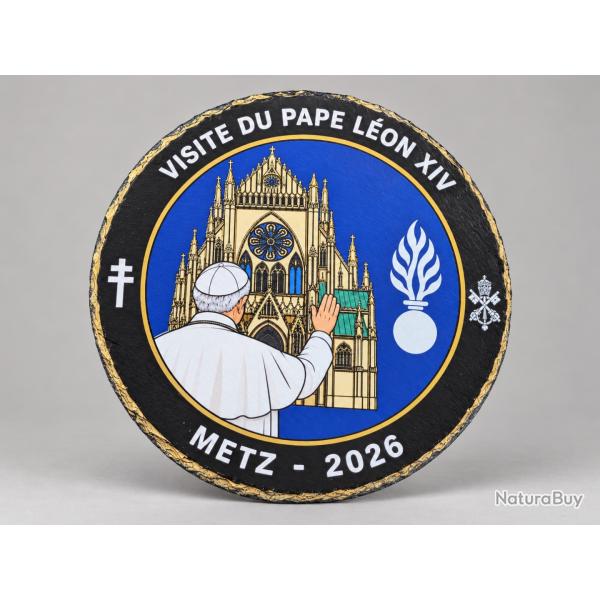 Ardoise Pape L�on XIV visite Metz 2026 GIGN - Pope Leo France visit souvenir - cath�drale Vatican