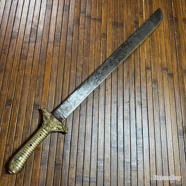 Rare GLAIVE de V�nerie XIXe - SUR Glaive Saxon M1845 P.D. L�neschloss - Poign�e T�tes de Sanglier