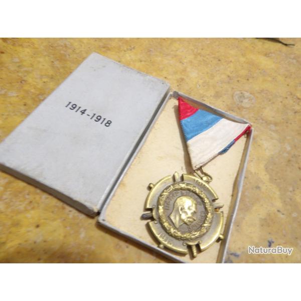 m�daille comm�mo Serbie guerre 14 18 Dardanelles Balkan 1914 1918 ww1 Serbes front Orient boite