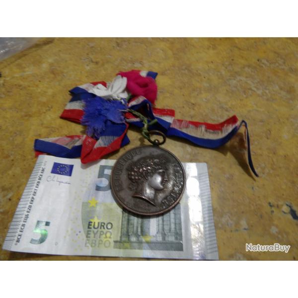 M�DAILLE bronze concours international musique 18/19 aout 1883 MARSEILLE Marianne III� republique