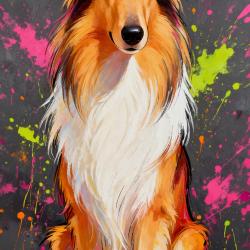 COLLEY A POIL LONG - autocollant chien de berger - collection GALT DOGS