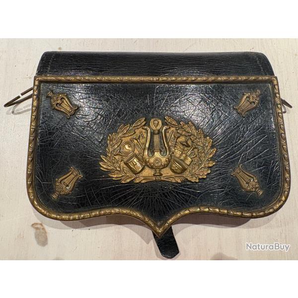 Giberne de musicien militaire XIXe si�cle - D�cors lyres laiton dor�