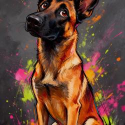 BERGER BELGE MALINOIS - autocollant chien de berger - collection GALT DOGS