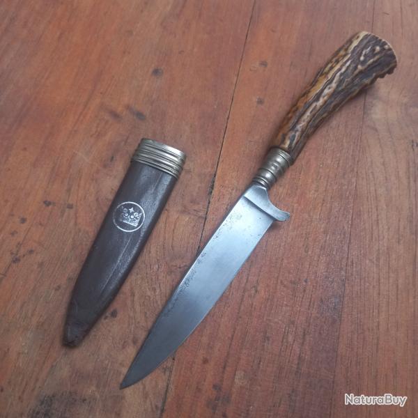 Ancien Couteau de Chasse ALLEMAND NICKER  Manche en Bois de Cerf