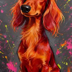TECKEL A POIL LONG - autocollant chien de chasse - collection GALT DOGS