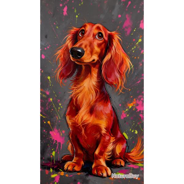 TECKEL A POIL LONG - autocollant chien de chasse - collection GALT DOGS