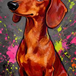 TECKEL A POIL RAS - autocollant chien de chasse - collection GALT DOGS