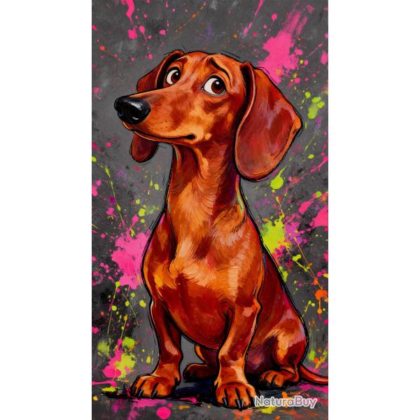 TECKEL A POIL RAS - autocollant chien de chasse - collection GALT DOGS