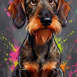 TECKEL A POIL DUR - autocollant chien de chasse - collection GALT DOGS