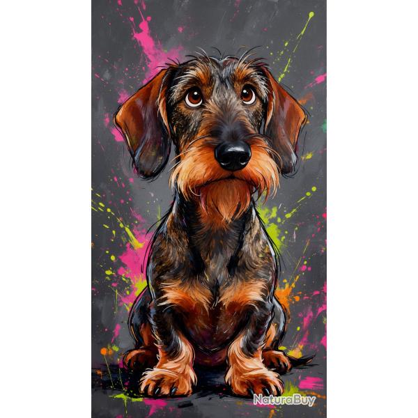 TECKEL A POIL DUR - autocollant chien de chasse - collection GALT DOGS