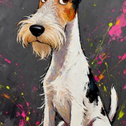FOX TERRIER A POIL DUR - autocollant chien de chasse - collection GALT DOGS