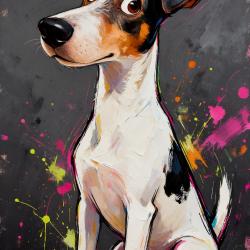 FOX TERRIER A POIL LISSE - autocollant chien de chasse - collection GALT DOGS
