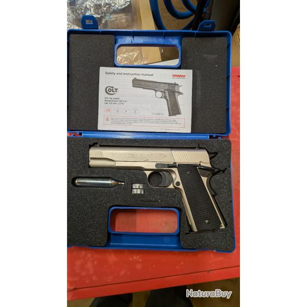 Colt Governement 1911 A1 nickel 4.5 plombs