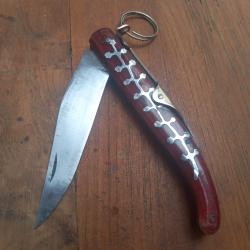 Ancien Couteau &agrave; palme A LA TETE DE RENARD Manche en R&eacute;sine